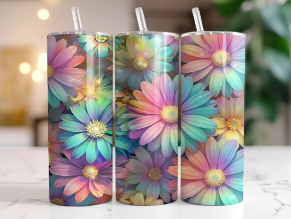 Colorful Pastel Flower Bloom Tumbler PNG