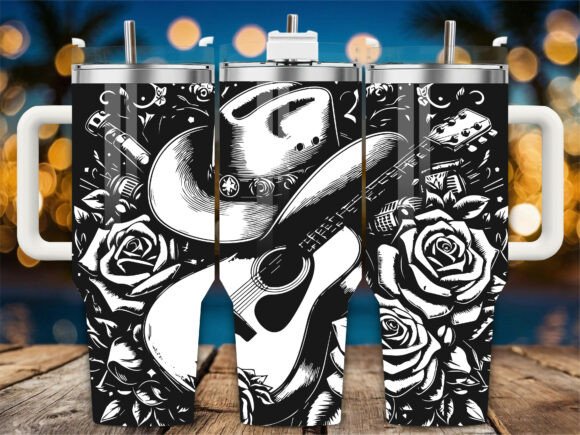 Cowboy Hat Rose Band 40oz Laser Tumbler