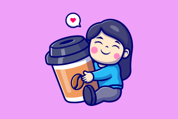 Cute Girl Hug Coffee Cup Cartoon: A Designer's Review