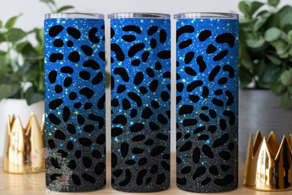 Review: Blue and Black Glitter Leopard Tumbler Design