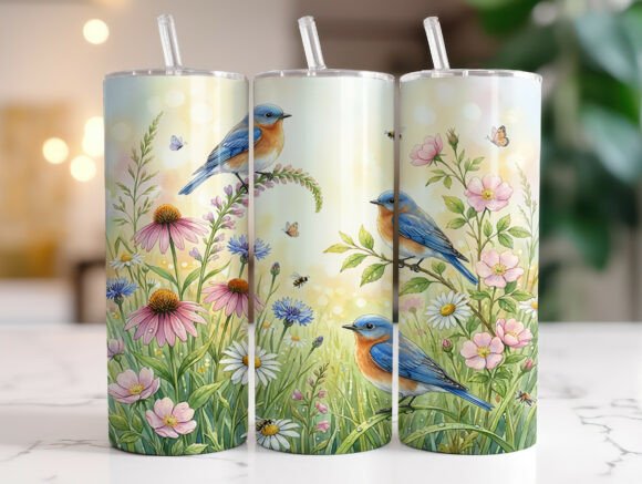 Review: Bluebird Spring Flowers Meadow Tumbler Design