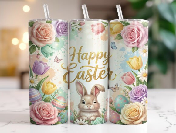 Review: Easter Bunny Eggs Spring Flowers Tumbler Design